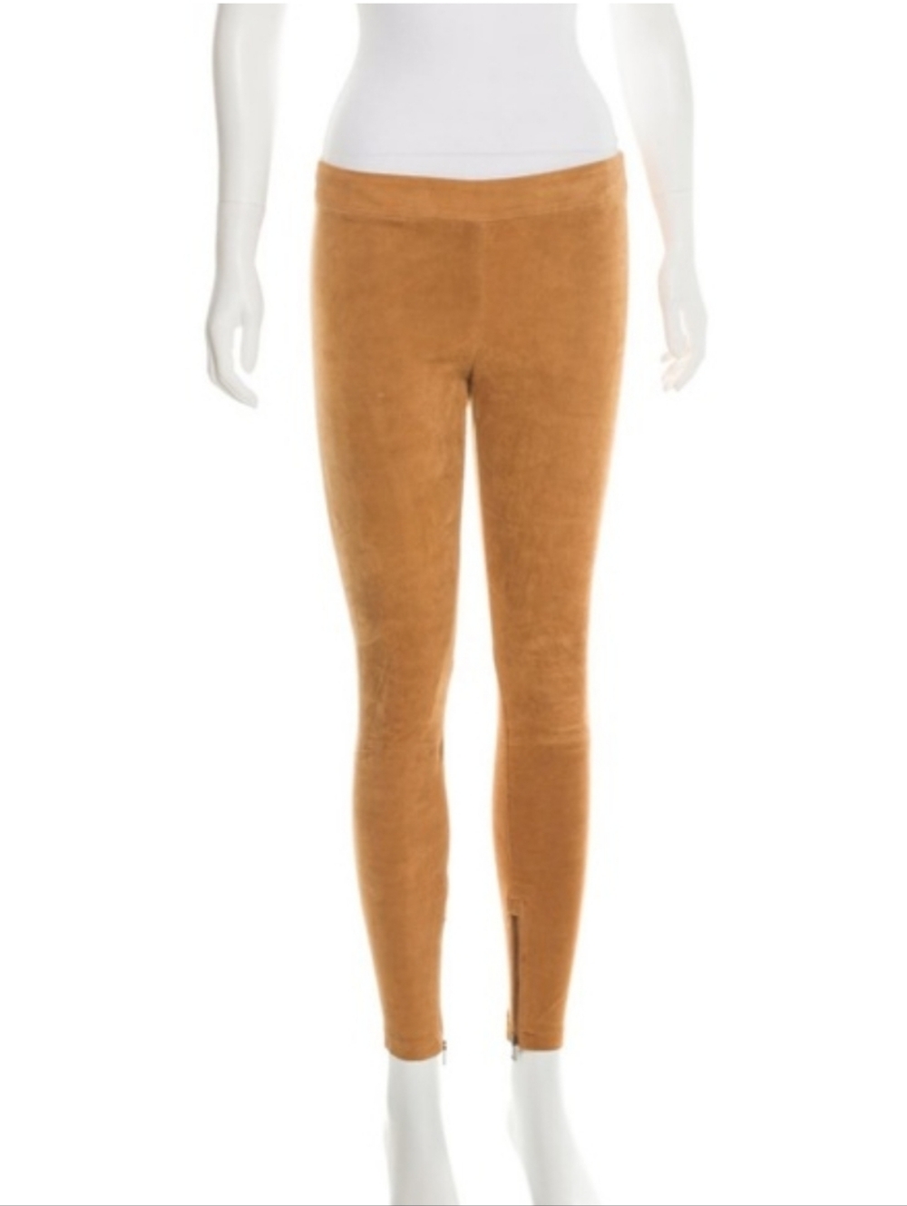 NWOT Vince $690 Suede Leather Skinny Ankle Zip Pants Size S (Fit Like 2-4) Camel